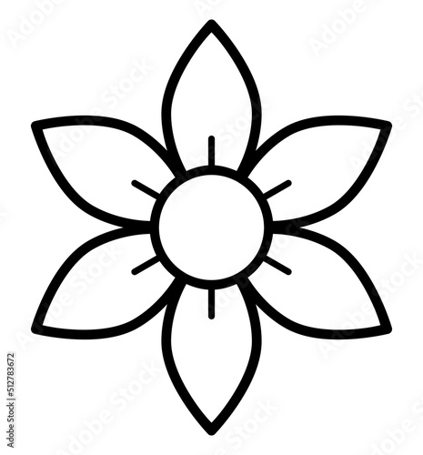 Flower icon outline. Bloom vector illustration isolated on white background.