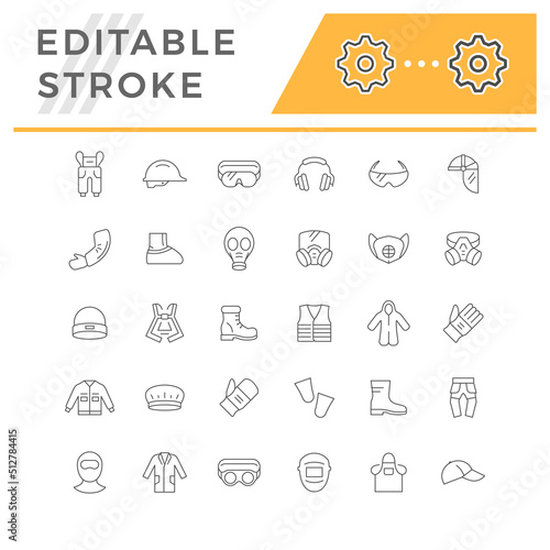 Set line icons of personal protective equipment