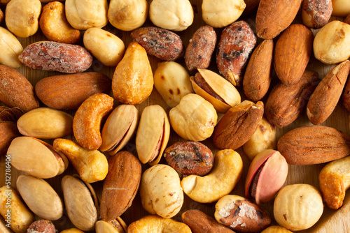 Various nuts. Healthy snacks. Food background.