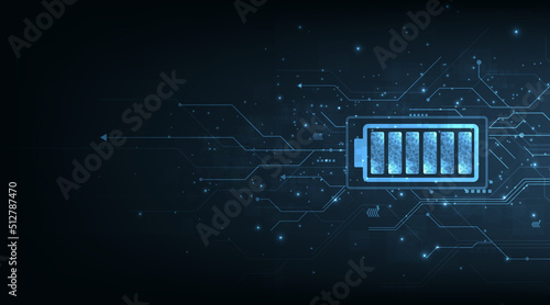 Electrical energy concept.Battery cells symbols on dark blue background.Energy Efficiency, Vector illustration. photo