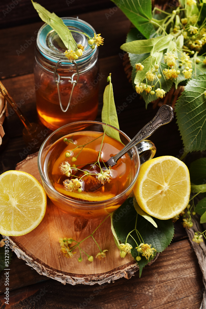 Linden tea with honey and lemon for cold and immunity Linden tea with honey and lemon for cold and immunity