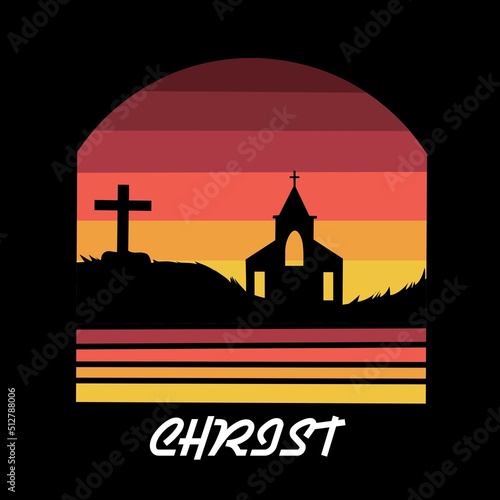 illustration vector of church in desert perfect for print,etc.