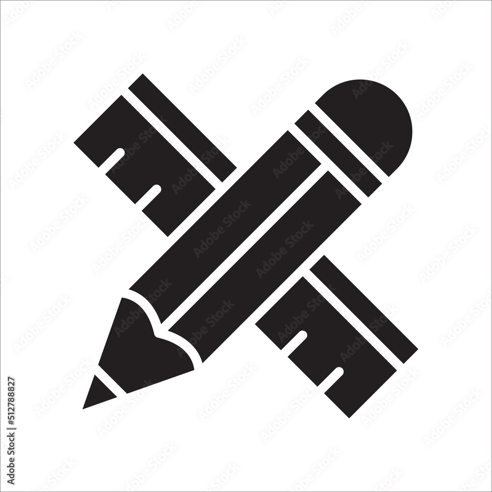 pencil and ruler icon vector black design template pencil and ruler icon vector black design template