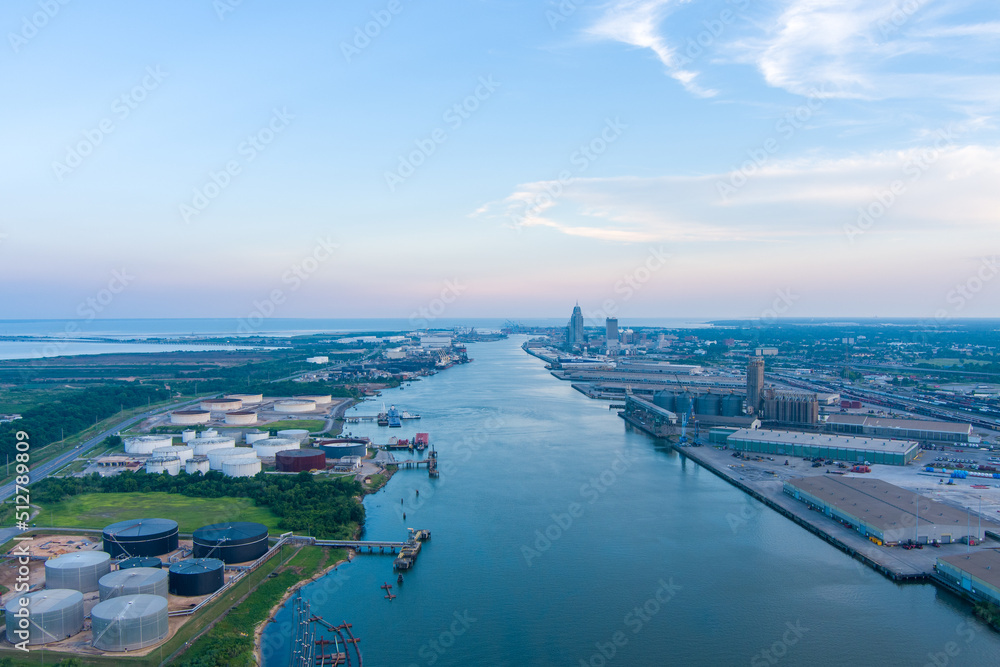 Naklejka premium view of the port city 