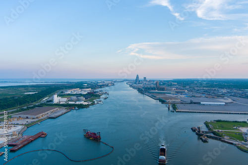 View of Mobile, Alabama and Mobile River 