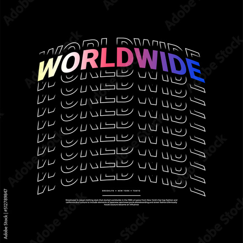 Worldwide writing design, suitable for screen printing t-shirts, clothes, jackets and others