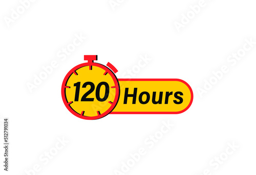 120 Hours timers Clocks, Timer 120 hour icon, countdown icon. Time measure. Chronometer icon isolated on white background