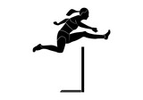 Silueta negra de una atleta femenina saltando una valla  de obstáculos