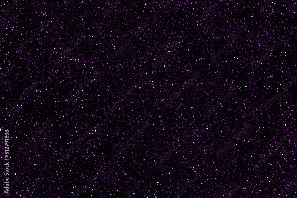 Purple glitter illustration background. Galaxy space background.
