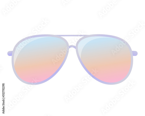 Aviator sunglasses.Summer glasses with sky reflection.Vector illustration isolated on a white background.