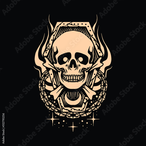 coffin skull tattoo vector design
