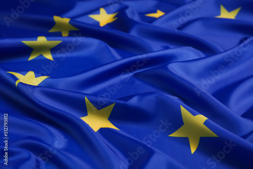 Flag of European Union as background, closeup view
