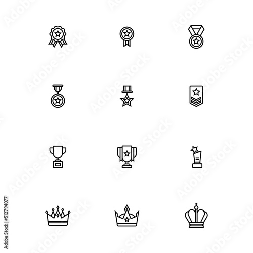 medal winner crown badge trophy icon illustration design