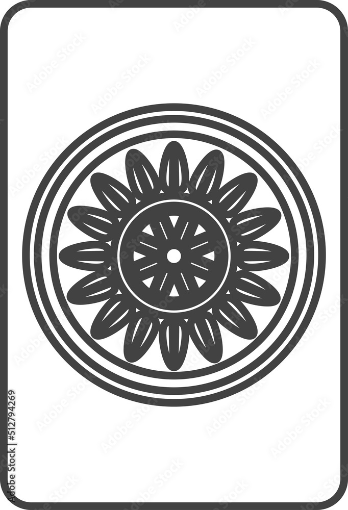 線画麻雀牌のイラストアイコン 一筒 Stock Vector | Adobe Stock