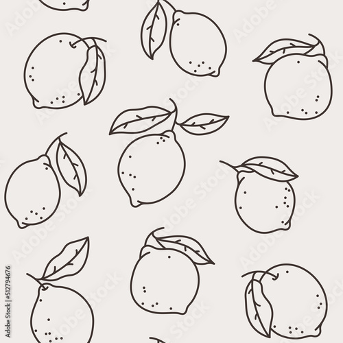 Simple illustration of lemon. Contour vector pattern.