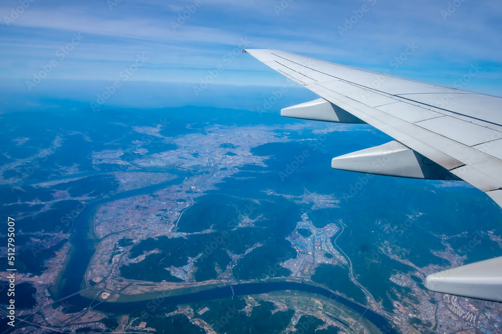 Aerial view of river and mountains Aerial view of river and mountains