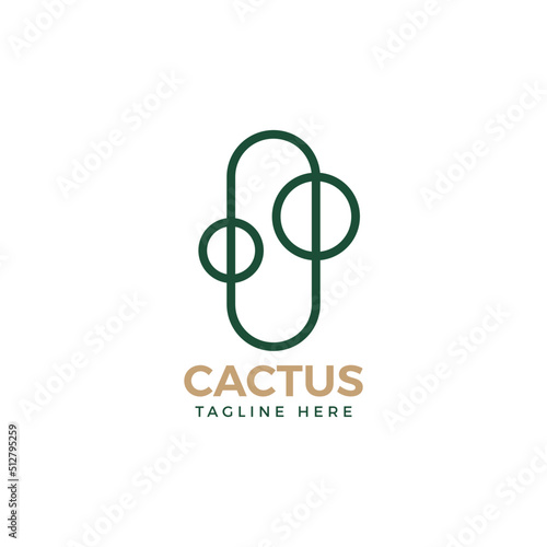 Cactus line art logo minimalist vector. tree features. this logo is decorative, modern, clean and simple.