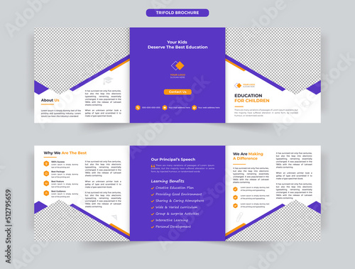 School admission trifold brochure design template 