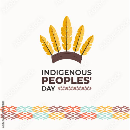 Indigenous Peoples' Day Poster Background Vector Concept with Headgear War Bonnet and Pattern