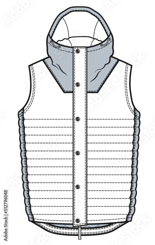 full zipper waistcoat tecnical drawing