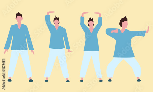 Qigong poses. Stylized vector illustration.