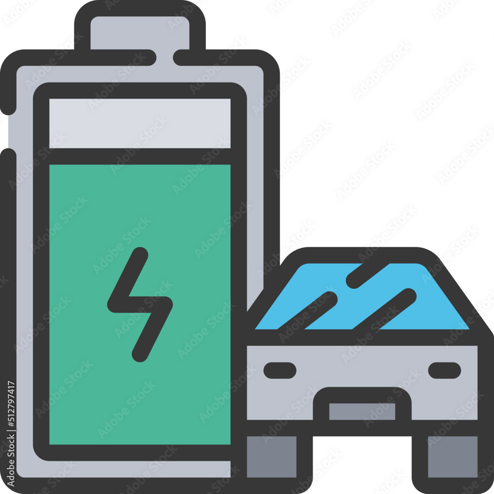 Car With Battery Icon Car With Battery Icon