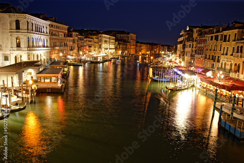 Obraz na plátně Le Grand Canal vu du Rialto, la nuit
