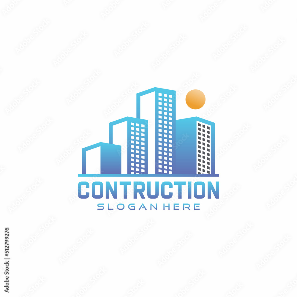 Abstract logo for business company. Corporate identity design element. Real estate service, construction, agent logotype idea. Growth skyscraper building concept, luxury apartment.