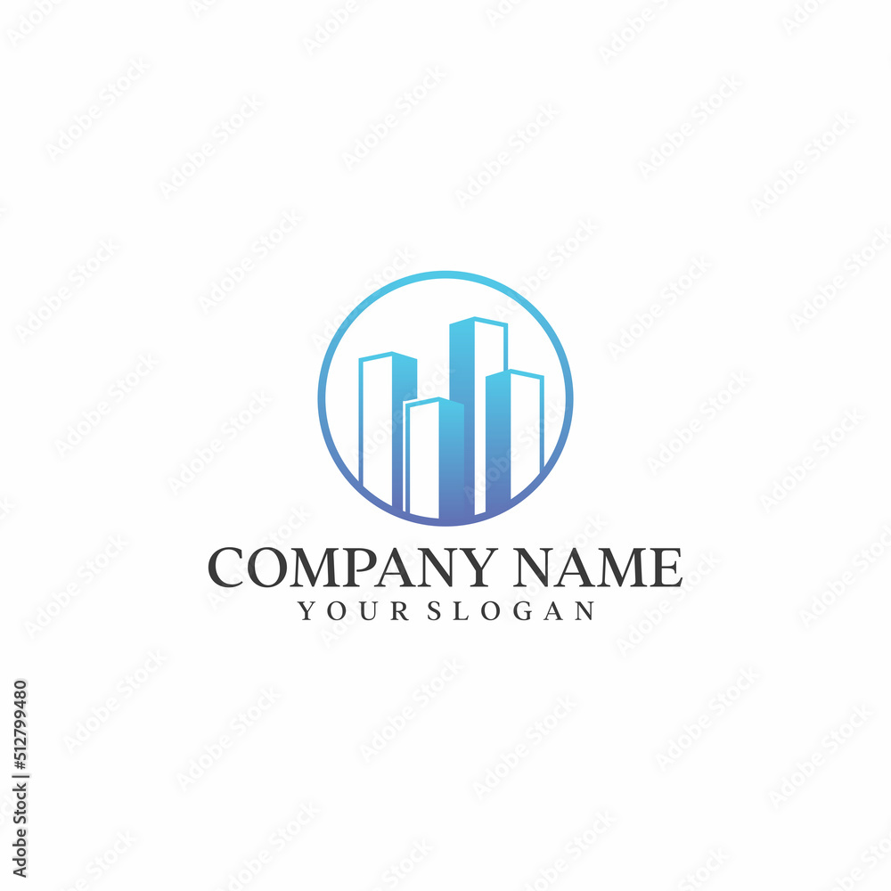 Real Estate Construction Logo design vector template. Skyscrapers silhouette city buildings. Commercial office property business center Financial Logotype. Corporate Finance Resort identity icon. Real Estate Construction Logo design vector template. Skyscrapers silhouette city buildings. Commercial office property business center Financial Logotype. Corporate Finance Resort identity icon.