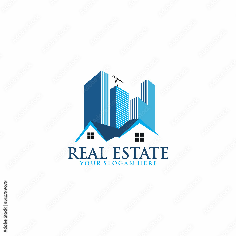 Abstract logo for business company. Corporate identity design element. Real estate service, construction, agent logotype idea. Growth skyscraper building concept, luxury apartment.