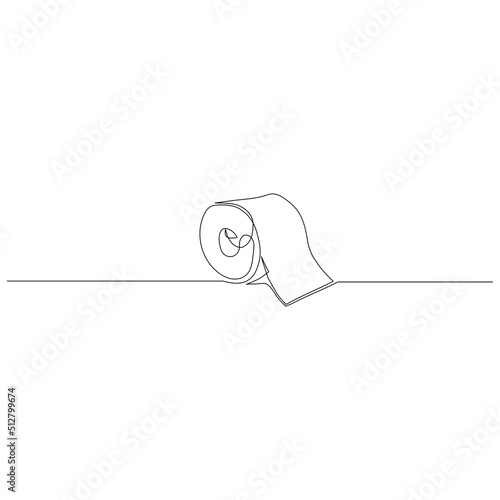 Continuous one line drawing of toilet paper roll. Toilet bath concept. Vector illustration.