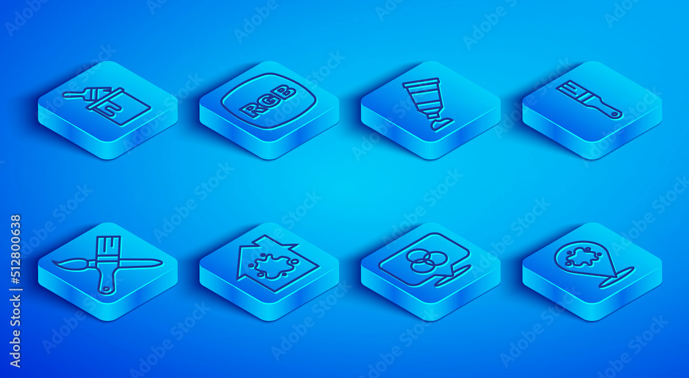 Set line Paint bucket with brush, RGB, Tube paint palette, Painting the house, and CMYK color mixing, and spray icon. Vector Set line Paint bucket with brush, RGB, Tube paint palette, Painting the house, and CMYK color mixing, and spray icon. Vector
