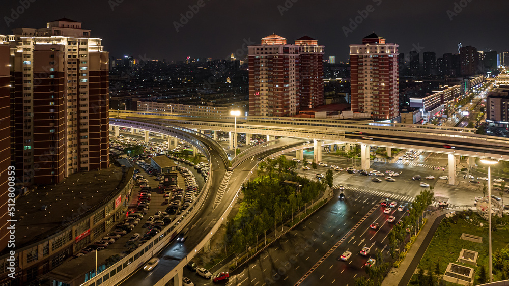 Night view of Jilin Road overpass in Changchun, China