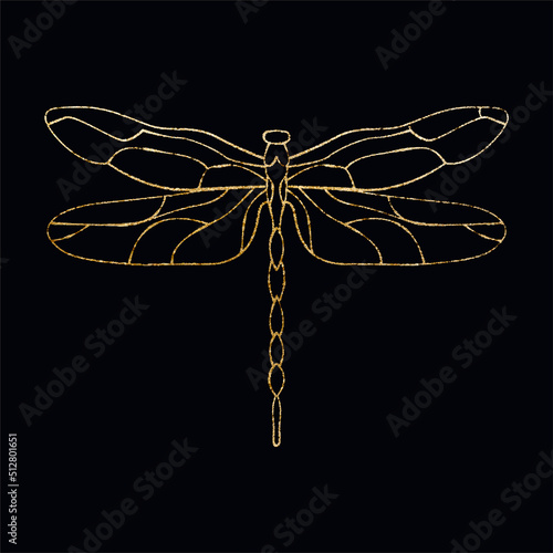 Vector butterflies and dragonfly abstract modern logo design templates in trendy linear style in gold tones - luxury and jewelry concepts for exclusive services and products, beauty and spa industry