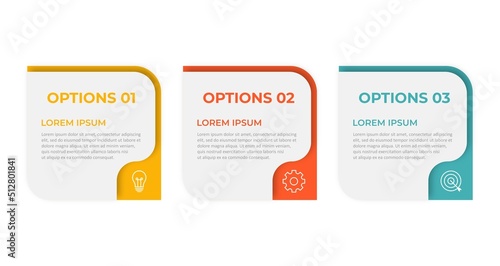 Vector infographic design template with marketing icons. Business concept with 3 options or steps. Can be used for process diagram, workflow layout, info graph, annual report, flow chart.
