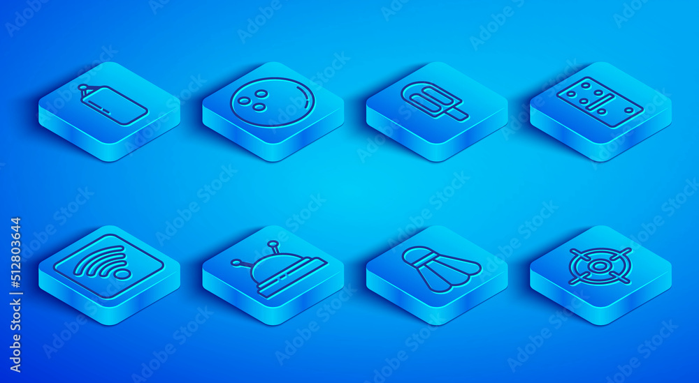 Set line Punching bag, Bowling ball, Ice cream, Needle bed and needles, Badminton shuttlecock, Domino, Wi-Fi wireless internet network and Target sport icon. Vector Set line Punching bag, Bowling ball, Ice cream, Needle bed and needles, Badminton shuttlecock, Domino, Wi-Fi wireless internet network and Target sport icon. Vector