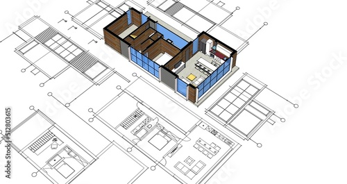 house architectural sketch 3d illustration photo