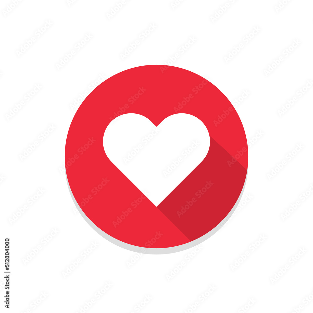 Round heart icon and shadow. Love and romance. Vector. Round heart icon and shadow. Love and romance. Vector.
