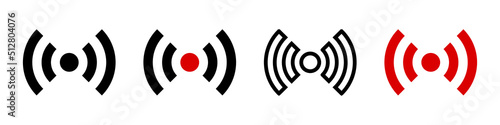 Various style radio wave icon. Wi-Fi or live streaming. Vector.
