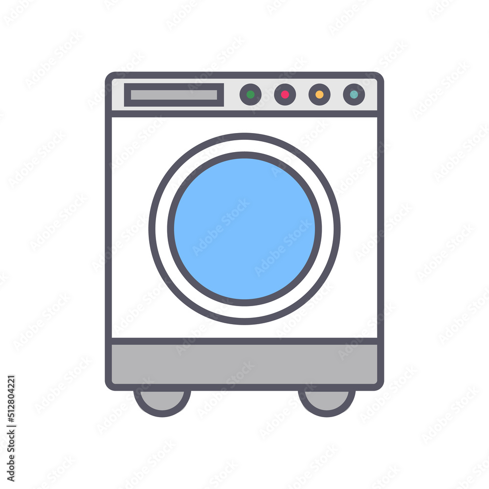 Modern front loader washing machine. washer and laundry. Vector.