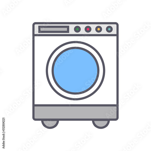 Modern front loader washing machine. washer and laundry. Vector.
