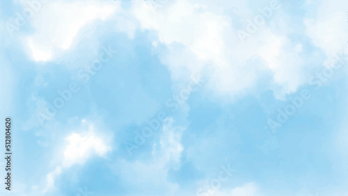 The White Cloud and Blue Sky. Watercolor Style Artwork Background