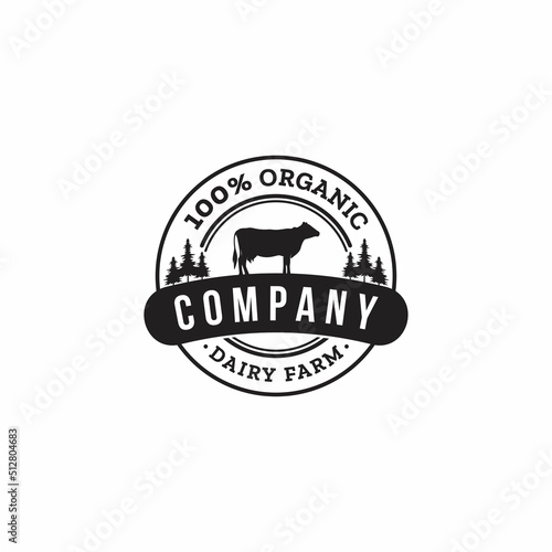 100 percent organic dairy farm logo design. vector eps 10
