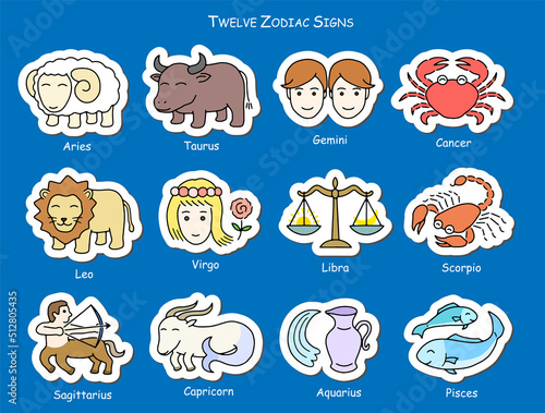 12星座の可愛いイラスト