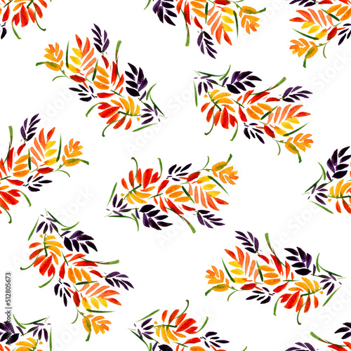 Seamless Hand painted watercolour abstract paradise flower pattern
