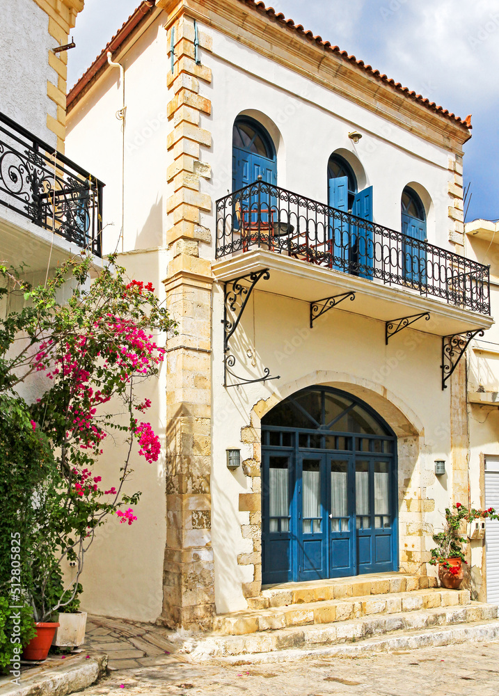 Typical greek architecture in village Panormos at Crete island, Greece