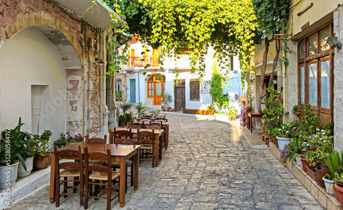 Empty small taverna in village Panormos at Crete island, Greece © Jaroslav Moravcik