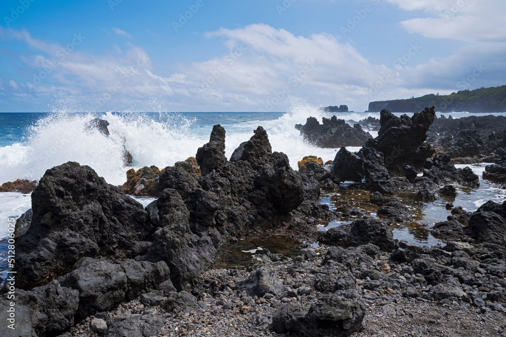rugged coast and seascape from keanae park lookout in maui hawaii rugged coast and seascape from keanae park lookout in maui hawaii
