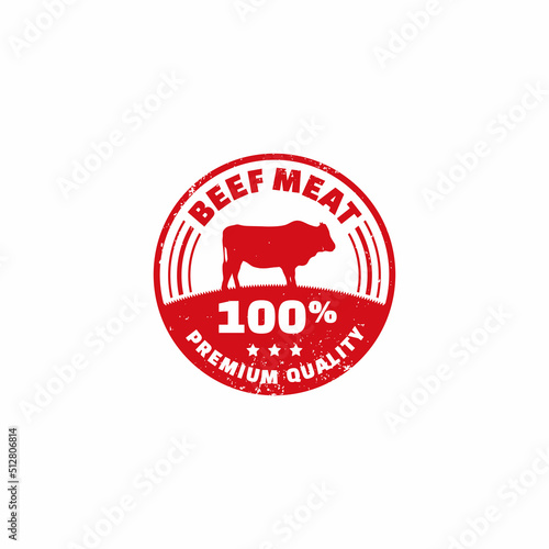 grunge style beef meat stamp for processed beef meat products business. vector eps 10