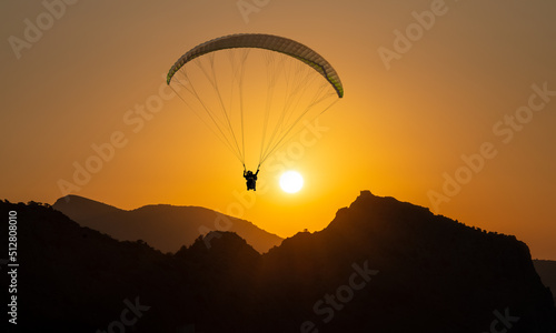 paraglider fly in sky on beauty nature mountain landscape